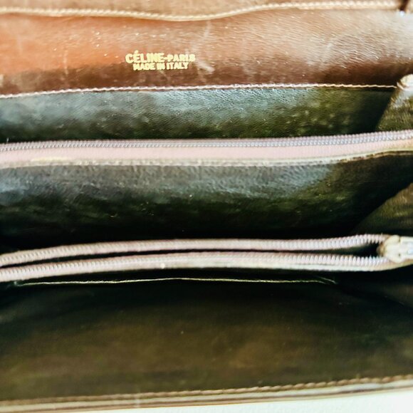 CELINE PARIS 2-WAY LEATHER AND CANVAS SIGNATURE MONO LOGO SHOULDER BAG VINTAGE - Picture 7 of 10